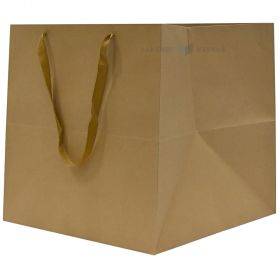 Brown paper bag with ribbon handles 40+40x40cm