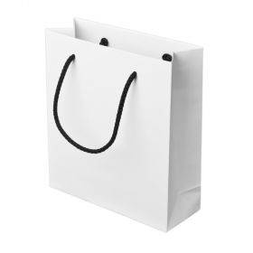 Papīra maiss balts ar virves rokturiem 16+6x18cm