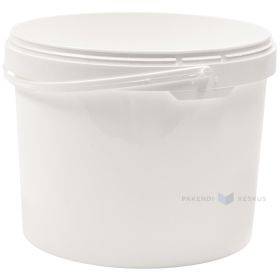 White plastic bucket without lid with handle 10 000ml / 10L with diameter 280mm