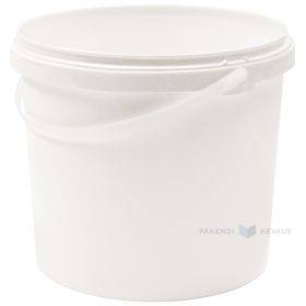 White plastic bucket without lid with handle 5000ml / 5L bucket diameter 220mm