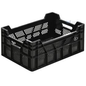 Black plastic crate 600x400x262mm max 44L / 20kg