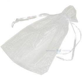 Balts organza maiss ar lentīti 11x16cm, 10gb./iepakojumā