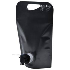 Melns vertikāli stāvošs stand-up maiss ar tauriņveida krāniņu 18+(15,5+10,8)x22,5cm 1,5L