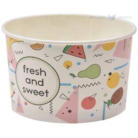 Картонная пищевая коробочка ''Fresh and Sweet'' диаметром 93мм 245мл, в упаковке 25шт