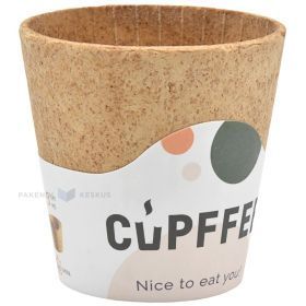 Brown edible coffee cup from bicquit 220ml with diameter 75mm, 12pcs/pack