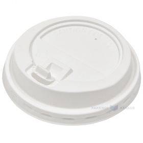 Balts salokāms PP vāks priekš 350ml papīra krūzes, 50gb./iepakojumā