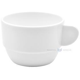 Reusable plastic white coffee cup 166ml diam. 79,3mm SAN 500x machine washable, 6pcs/pack