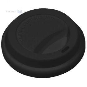 Reusable black silicone lid for drinking cup with diameter 85mm