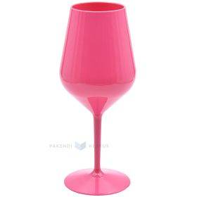 Daudzkārt izmantojama plastmasas neona rozā vīna glāze 470ml TT 350x mazgāšanas reizes  trauku mazgājamā mašīnā