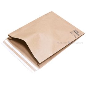 Brown paper mailer 44+10x59+8cm with V-bottom two glue strips and perforation