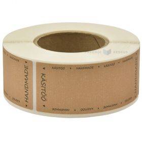 Brown label ''Handmade'' print 30x74mm, 250pcs/roll