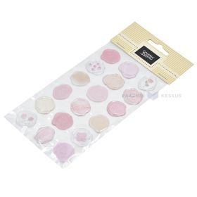 Dažādas rozā zīmoga formas uzlīmes diam. 20mm, 18gb./iepakojumā