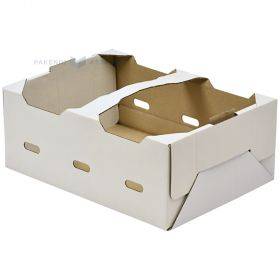 Balta gofrētā kartona kaste ar rokturi ogām 205x107x283mm