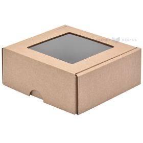 Mikrogofrētā kartona kaste ar vāku un logu 120x120x50mm