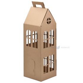 House shaped brown corrucated carton gift box 130x130x320mm