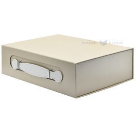 Bēša dāvanu kastīte ar rokturi 320x235x95mm