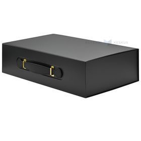 Melna dāvanu kastīte ar rokturi 380x250x110mm