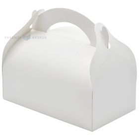 White carton cake box with handle 17x10x4,5cm, 20pcs/pack
