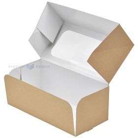 Cake box brown/white with window 20x10x8cm, 50pcs/pack
