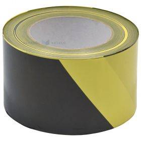 Melna-dzeltena norobežošanas lente 75mm platumā, 200m/rullī