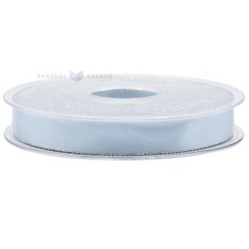 Light blue with silvery edges satin ribbon 15mm wide, 20m/roll