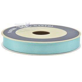 Zaļgani zila satīna dāvanu lente 15mm plata, 50m/rullī