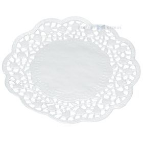 Balts mežģīņots papīra paliktnis kūkām diametrs. 14cm, 500gb./iepakojumā