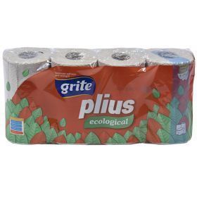 3-layered toilet paper Grite Plius Ecological 9,2cm wide, 14,85m/roll 8rolls/pack