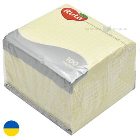 Yellow-white squared 1-layered napkin 24x24cm 1/4 folded, 100pcs/pack