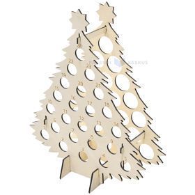 Wooden advent calendar Christmas tree with 24 holes for 200ml bottles