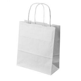 Balts papīra maiss ar vītiem papīra rokturiem 18+8,5x22cm