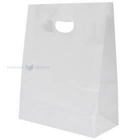 White paper bag with punch-hole handles 22+11x28cm 70g/m2