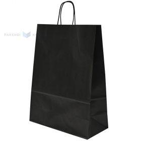 Black paper bag with twisted paper handles 32+14x42cm