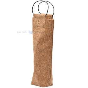 Dabīgs spīdīgs korķa maiss vīnam ar ādas rokturiem 9+7,5x34cm