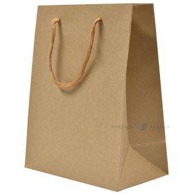 Подарочный пакет с верёвочными ручками коричневый 18+10x23cm