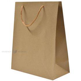 Brown paper bag with rope handles 26+12x32cm