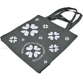 Grey textile bag with flowers print with double handles rPET 40x20x40cm