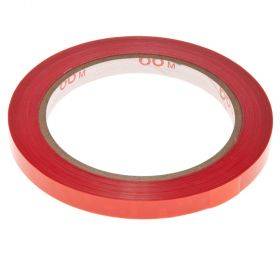 Red tape for bag closing device 9mm wide, 66m/roll