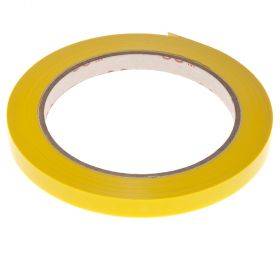 Yellow tape for bag closing device 9mm wide, 66m/roll