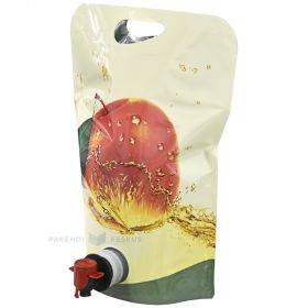 Vertikāli stāvošs stand-up maiss ar ābolu apdruku un tauriņveida krāniņu 23+(15+13,5)x31cm 3L