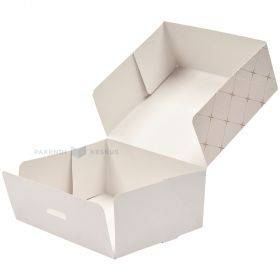 Коробка для пирожных с крышкой с золотистым орнаментом 22x22x12cм, в упаковке 15шт