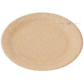 Brown paper plate diameter 23cm, 50pcs/pack