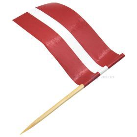 Bamboo degustation stick with Latvian flag 6,5cm red-white-red, 100pcs/pack
