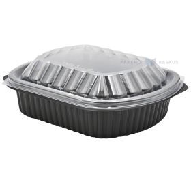 Melns 1-nodalījuma pārtikas konteineris ar vāku 207x170x40mm 952ml, 10gb./iepakojumā