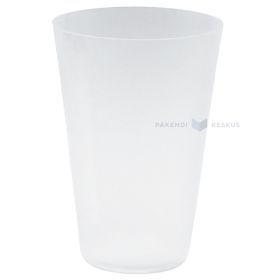 Reusable plastic matte white drinking glass 400ml PP 100x machine washable