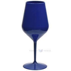 Daudzkārt izmantojama, depozīta, plastmasas tumši zila vīna glāze 470ml TT 350x mazgājams veļas mašīnā