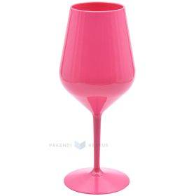 Reusable plastic neon pink wine goblet 470ml TT 350x machine washable