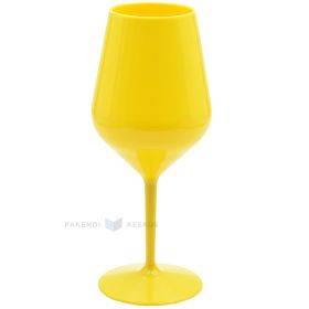 Daudzkārt izmantojama plastmasas dzeltena vīna glāze  470ml TT 350x mazgāšanas reizes trauku mazgājamā mašīnā