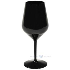 Daudzkārt izmantojama plastmasas melna vīna glāze 470ml TT 350x mazgāšanas reizes  trauku mazgājamā mašīnā