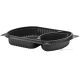Melns 2-nodalījumu pārtikas trauks 238x203x38mm 625/298ml, 63gb./iepakojumā